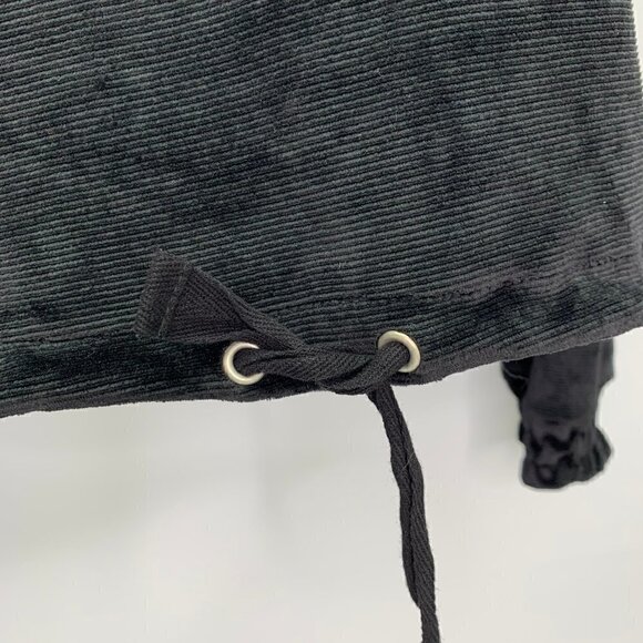 Love, Fire Shirt Medium Black Corduroy Drawstring Waist Long Sleeve - Picture 4 of 9